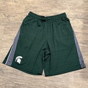 Michigan State University MSU Spartan Men's Dark Green White Athletic Shorts